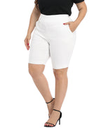 Plus Size Pull On Bermuda Shorts with Pockets and 10" Inseam