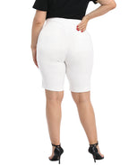 Plus Size Pull On Bermuda Shorts with Pockets and 10" Inseam