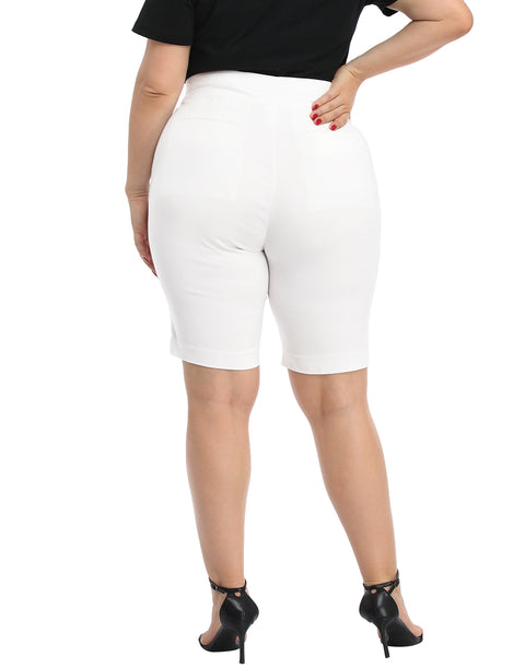 Plus Size Pull On Bermuda Shorts with Pockets and 10" Inseam