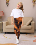 Girl's Orange and Black Stripes Ultra Soft Leggings