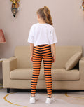 Girl's Orange and Black Stripes Ultra Soft Leggings