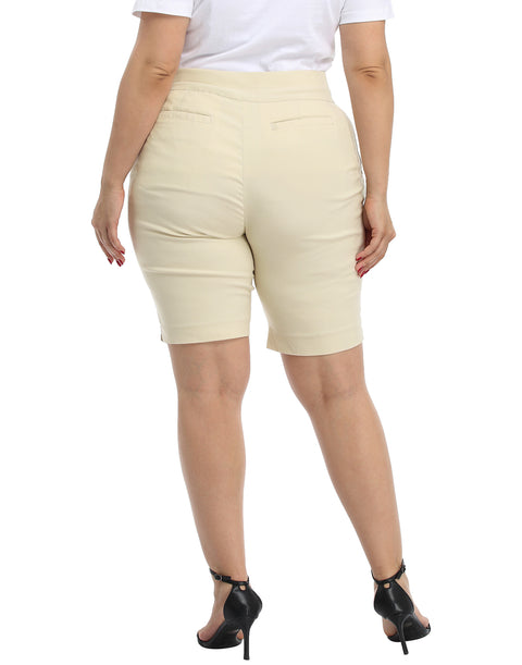 Plus Size Pull On Bermuda Shorts with Pockets and 10" Inseam