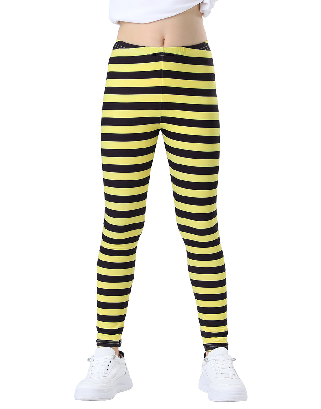 Girl's Yellow and Black Stripes Ultra Soft Leggings