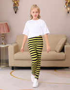 Girl's Yellow and Black Stripes Ultra Soft Leggings