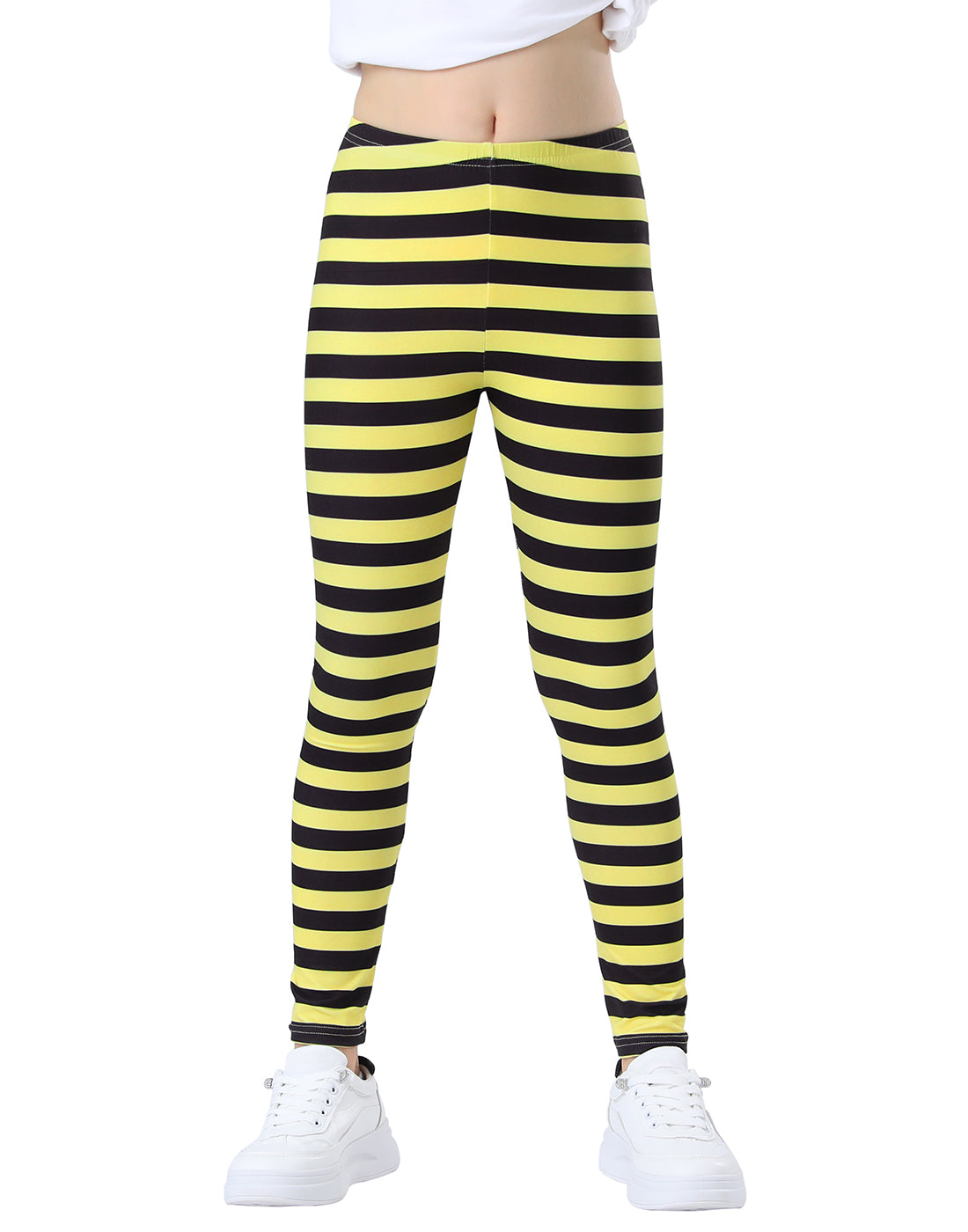 Girl's Yellow and Black Stripes Ultra Soft Leggings