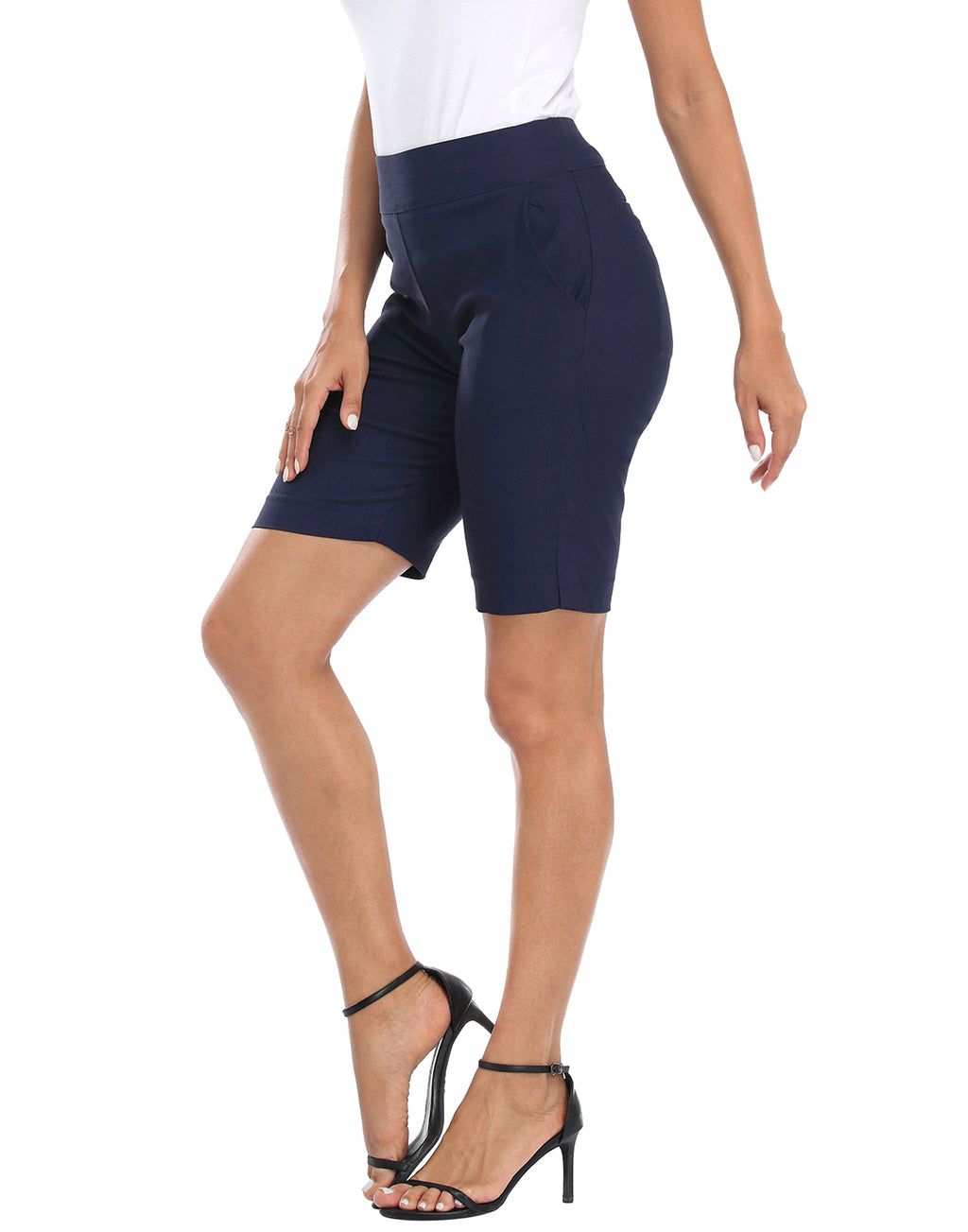 Womens Pull On 10" Inseam Bermuda Shorts with Pockets