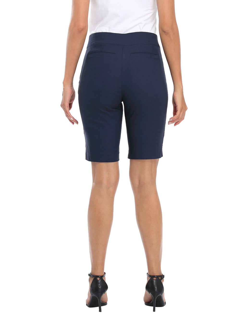 Womens Pull On 10" Inseam Bermuda Shorts with Pockets