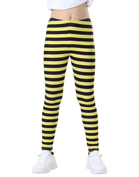 Girl's Yellow and Black Stripes Ultra Soft Leggings