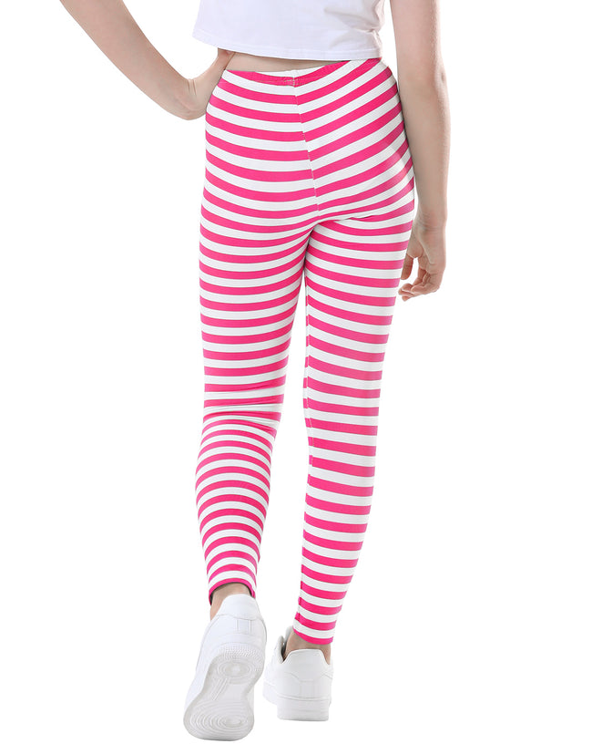 Girl's Pink & White Stripe Leggings Ultra Soft – close-up detail