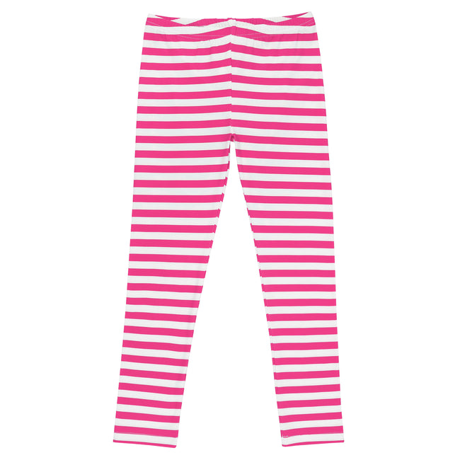 Girl's Pink & White Stripe Leggings Ultra Soft – alternate view