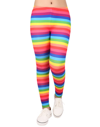 Girl's Rainbow Stripe Leggings Ultra Soft in Rainbow Stripes