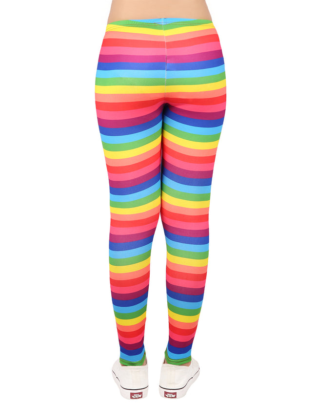 Girl's Rainbow Stripe Leggings Ultra Soft – back view