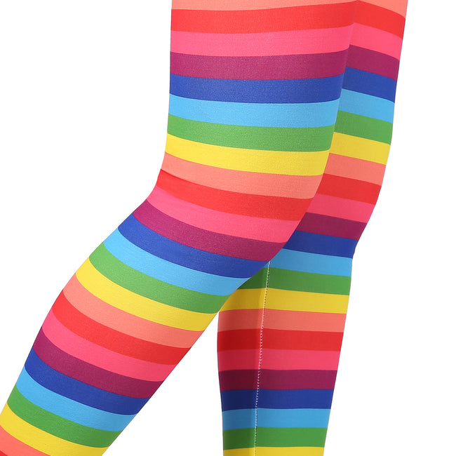 Girl's Rainbow Stripe Leggings Ultra Soft – close-up detail