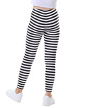 Girl's Black and White Stripes Ultra Soft Leggings