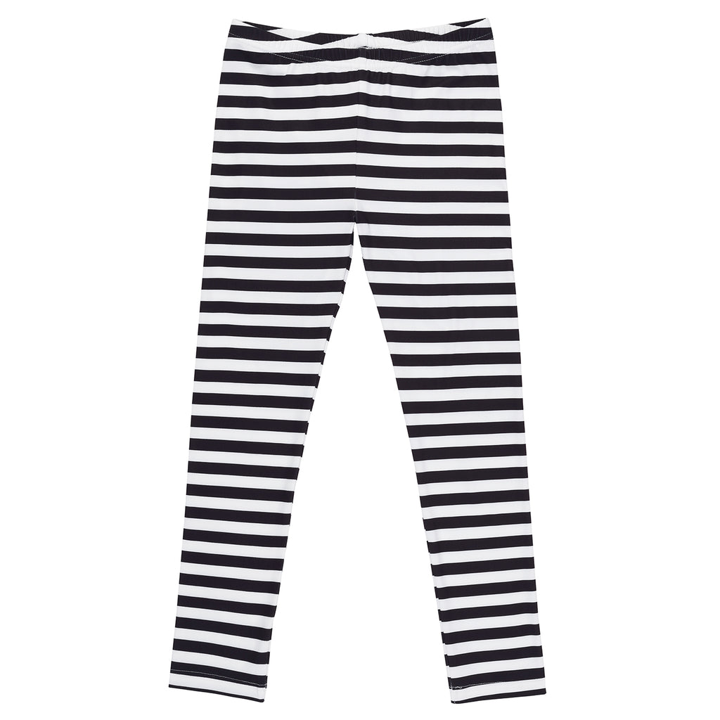 Girl's Black and White Stripes Ultra Soft Leggings
