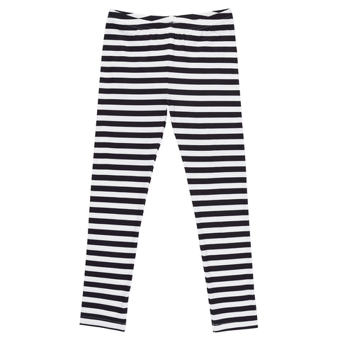 Girl's Black and White Stripes Ultra Soft Leggings