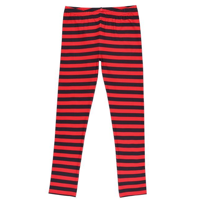 Girl's Red & Black Stripe Leggings Ultra Soft – alternate view