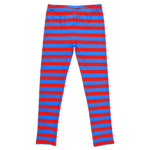 Girl's Red and Blue Stripes Ultra Soft Leggings