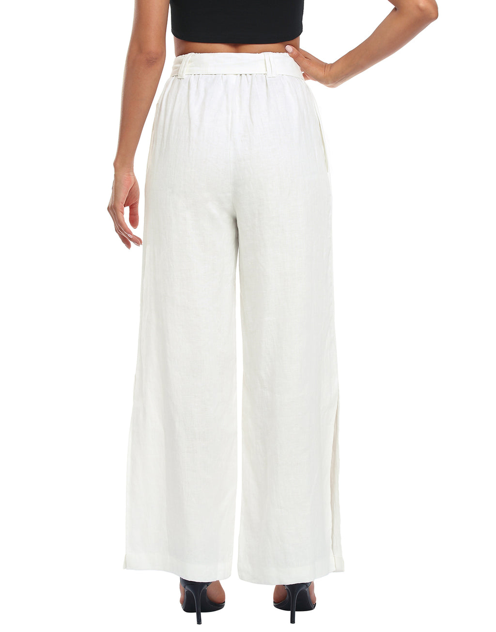 Women's Linen Wide Leg Palazzo Pants with Pockets