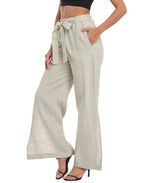 Women's Linen Wide Leg Palazzo Pants with Pockets