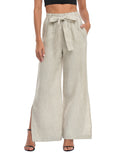 Women's Linen Wide Leg Palazzo Pants with Pockets