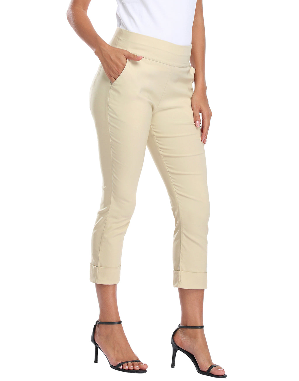 Pull On Capri Pants for Women with Pockets