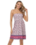 Boho Floral Strapless Mini Dress