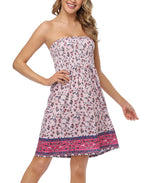 Boho Floral Strapless Mini Dress
