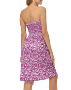 Leafy Floral Strapless Mini Dress