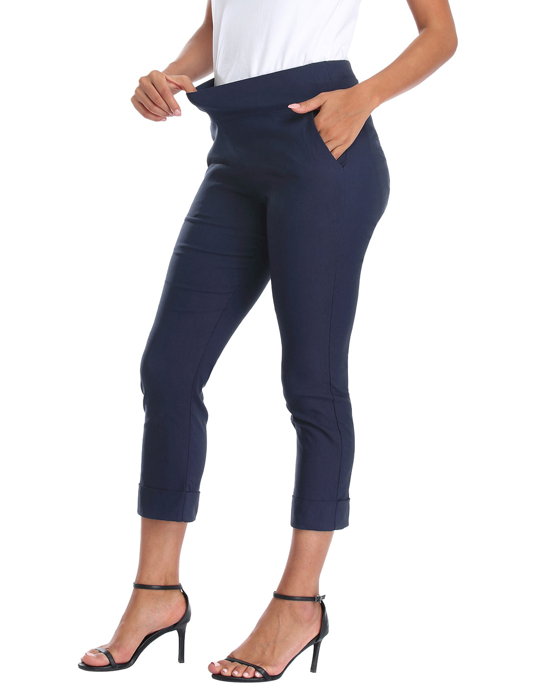 Pull On Capri Pants for Women with Pockets