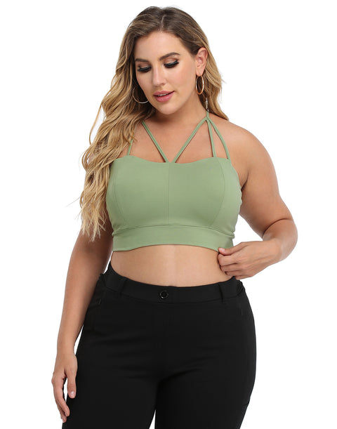 Sage Green Plus Size Bralette Cami Crop Top