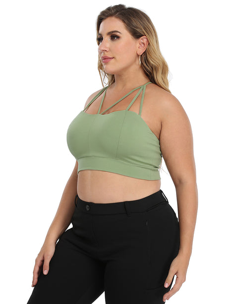 Sage Green Plus Size Bralette Cami Crop Top