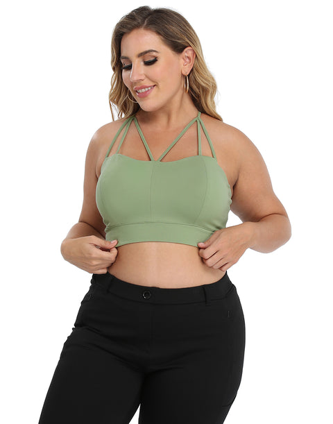 Sage Green Plus Size Bralette Cami Crop Top