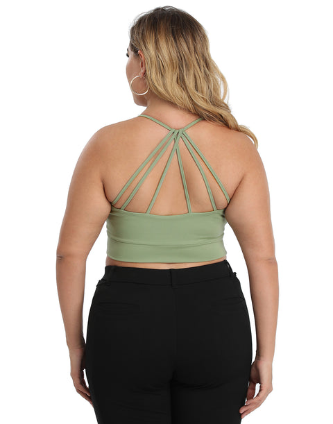 Sage Green Plus Size Bralette Cami Crop Top