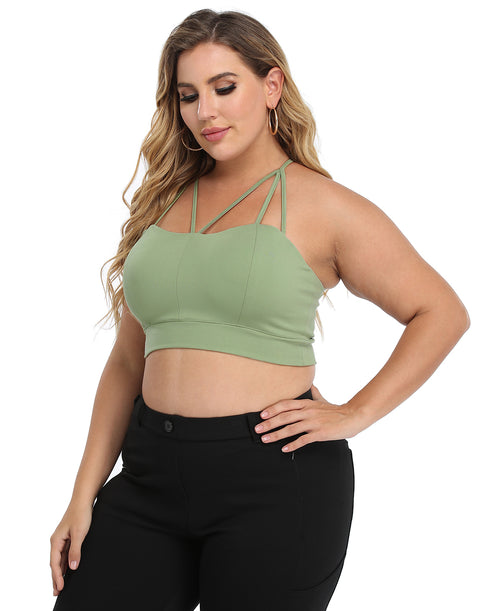 Sage Green Plus Size Bralette Cami Crop Top