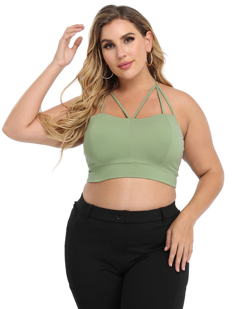 Sage Green Plus Size Bralette Cami Crop Top