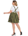 Yellow Plaid Plus Size Suspender Skirt