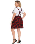 Red Plaid Plus Size Suspender Skirt