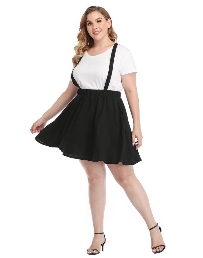 Plus Size Suspender Skirt High Waist Skater – product view 6