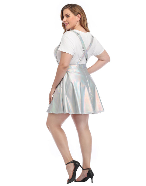 Plus Size Metallic Suspender Skirt