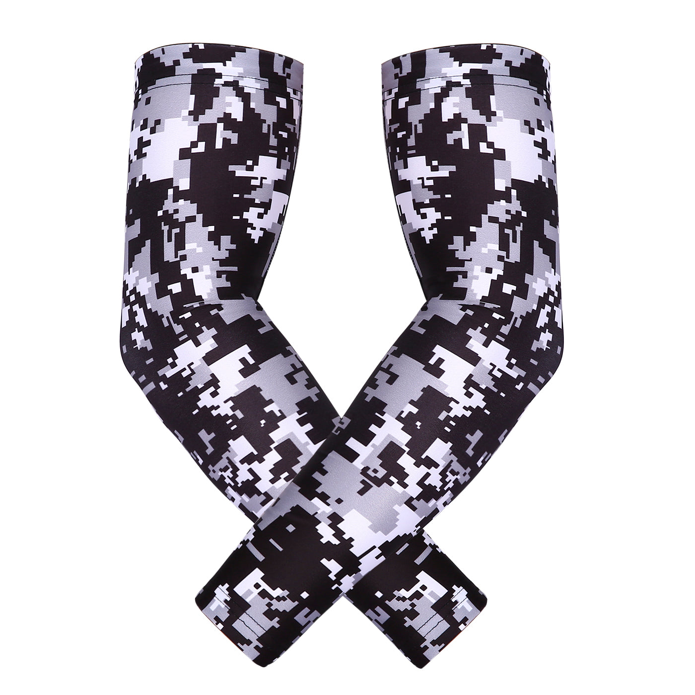 Black Silver Camo Arm Compression Sleeves for Kids Basketball Football Baseball Shooting Sleeve Main image