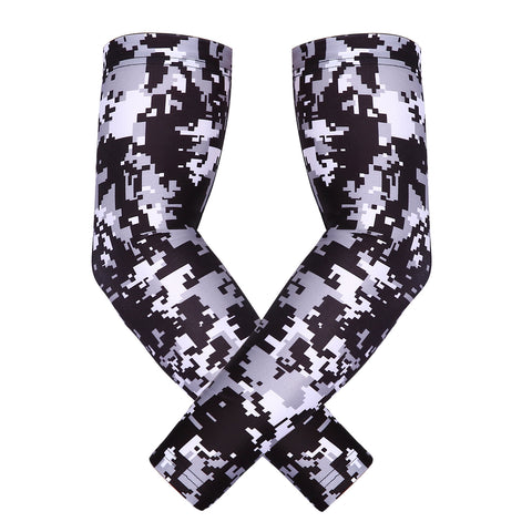 Black Silver Camo Arm Compression Sleeves for Kids Basketball Football Baseball Shooting Sleeve