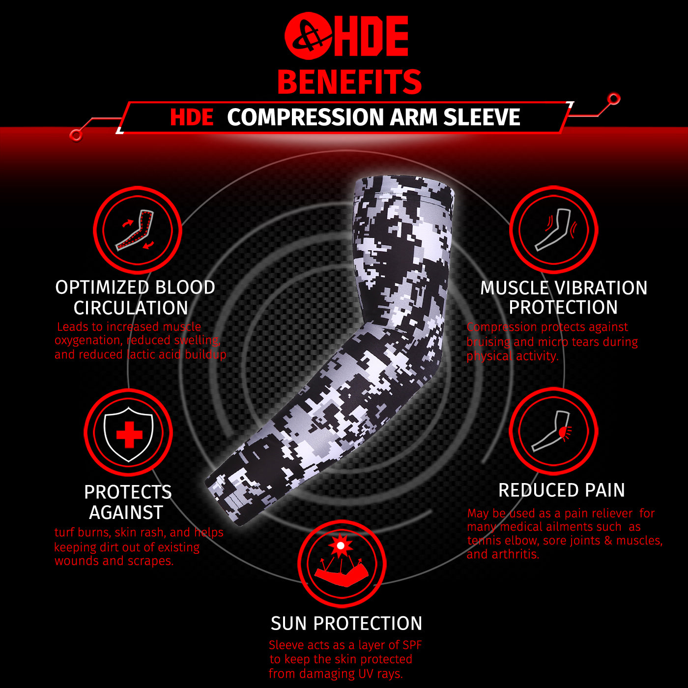 Black Silver Camo Arm Compression Sleeves for Kids Basketball Football Baseball Shooting Sleeve
