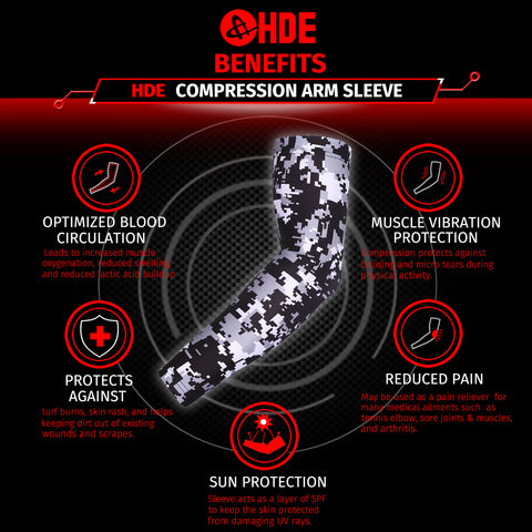 Black Silver Camo Arm Compression Sleeves for Kids Basketball Football Baseball Shooting Sleeve