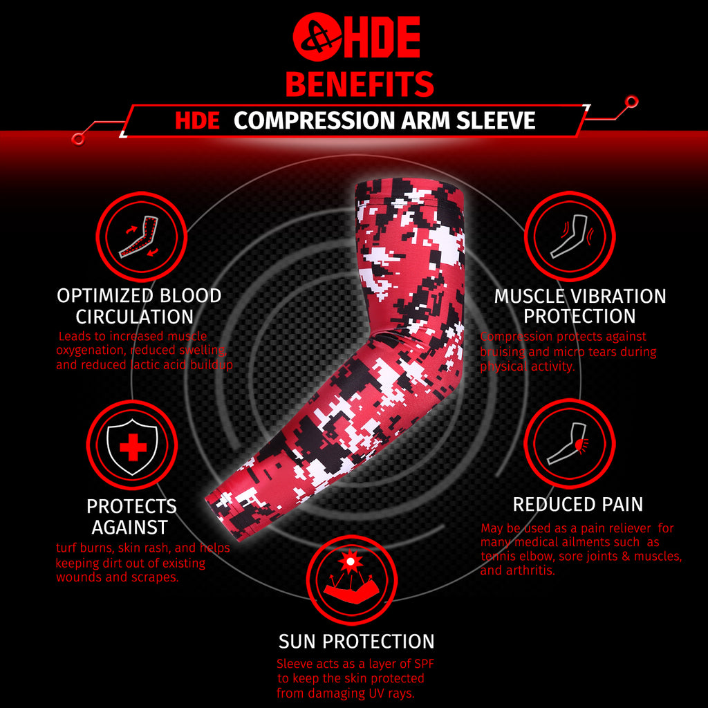 Red Black Camo Arm Compression Sleeves for Kids Basketball Football Baseball Shooting Sleeve