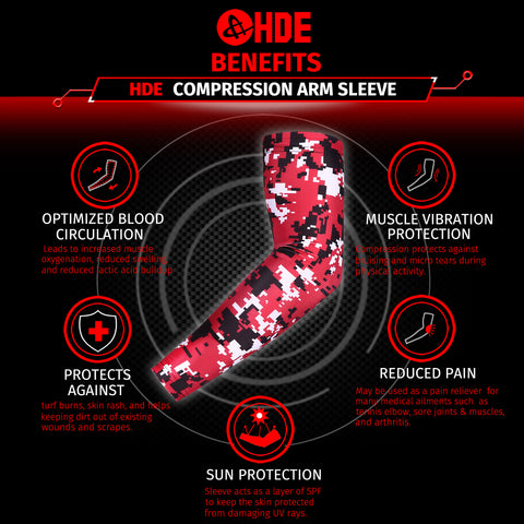 Red Black Camo Arm Compression Sleeves for Kids Basketball Football Baseball Shooting Sleeve