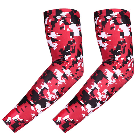 Red Black Camo Arm Compression Sleeves for Kids Basketball Football Baseball Shooting Sleeve