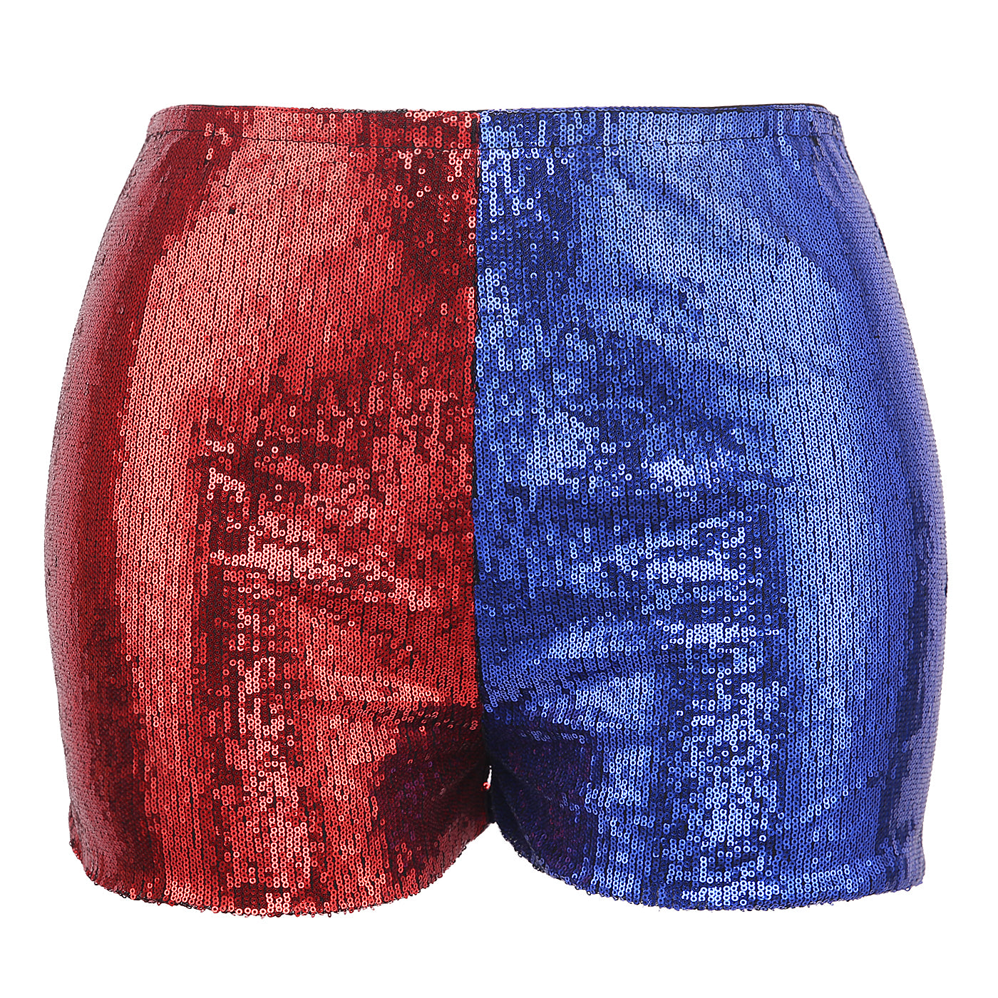Plus Size Red Blue Sequin Shorts for Harley Misfit Halloween Costume Main image