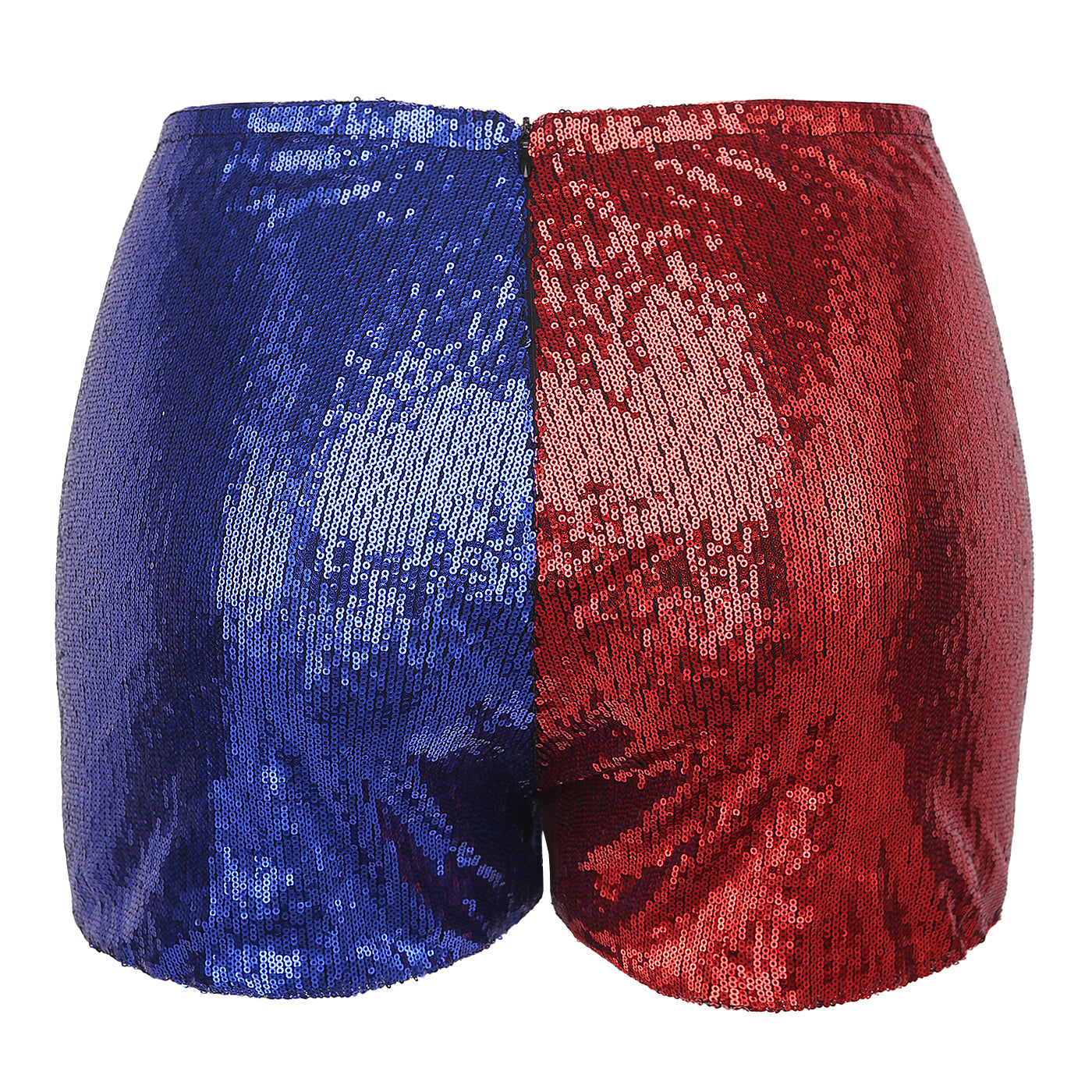 Plus Size Red Blue Sequin Shorts for Harley Misfit Halloween Costume