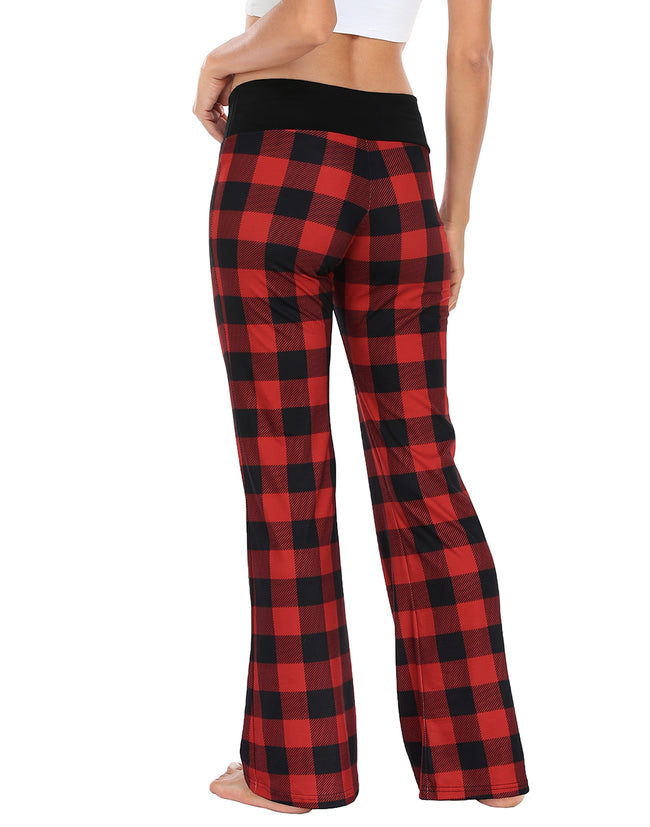 Buffalo Plaid Wide Leg Pajama Pants Women's – close-up detail